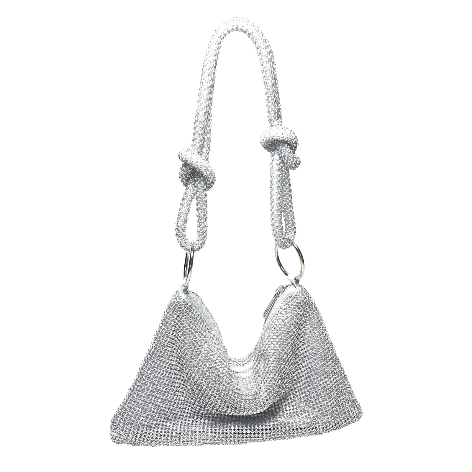 CORIOS Abendtasche Damen Shiny Strass Handtasche Glitzer Umhängetasche Diamant Clutch Bag Klein Tasche Strasssteine Schultertasche für Hochzeit Abschlussball Bankett-Party Silber