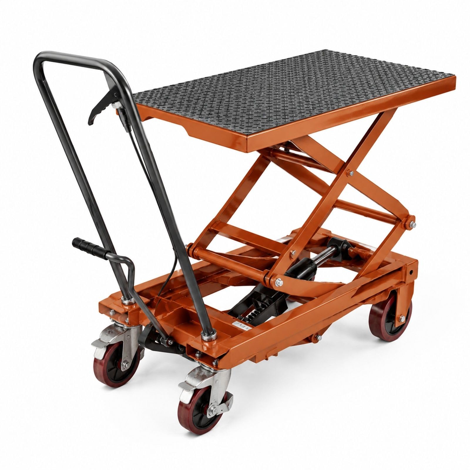 Hydrauliczny wózek stołowy, ręczny podwójny podnośnik nożycowy z 4 kołami do obsługi i transportu materiałów