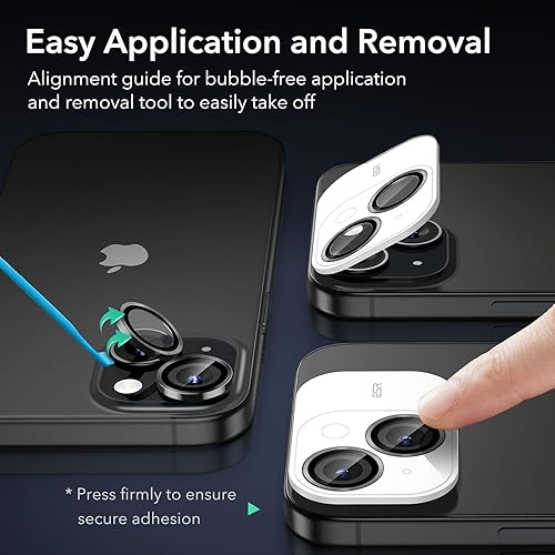 Miniatura 5 de ESR Paquete de 2 protectores de lente de cámara para iPhone 1515 Plus1414 Plus, protectores individuales HD ultra resistentes, resistentes a los