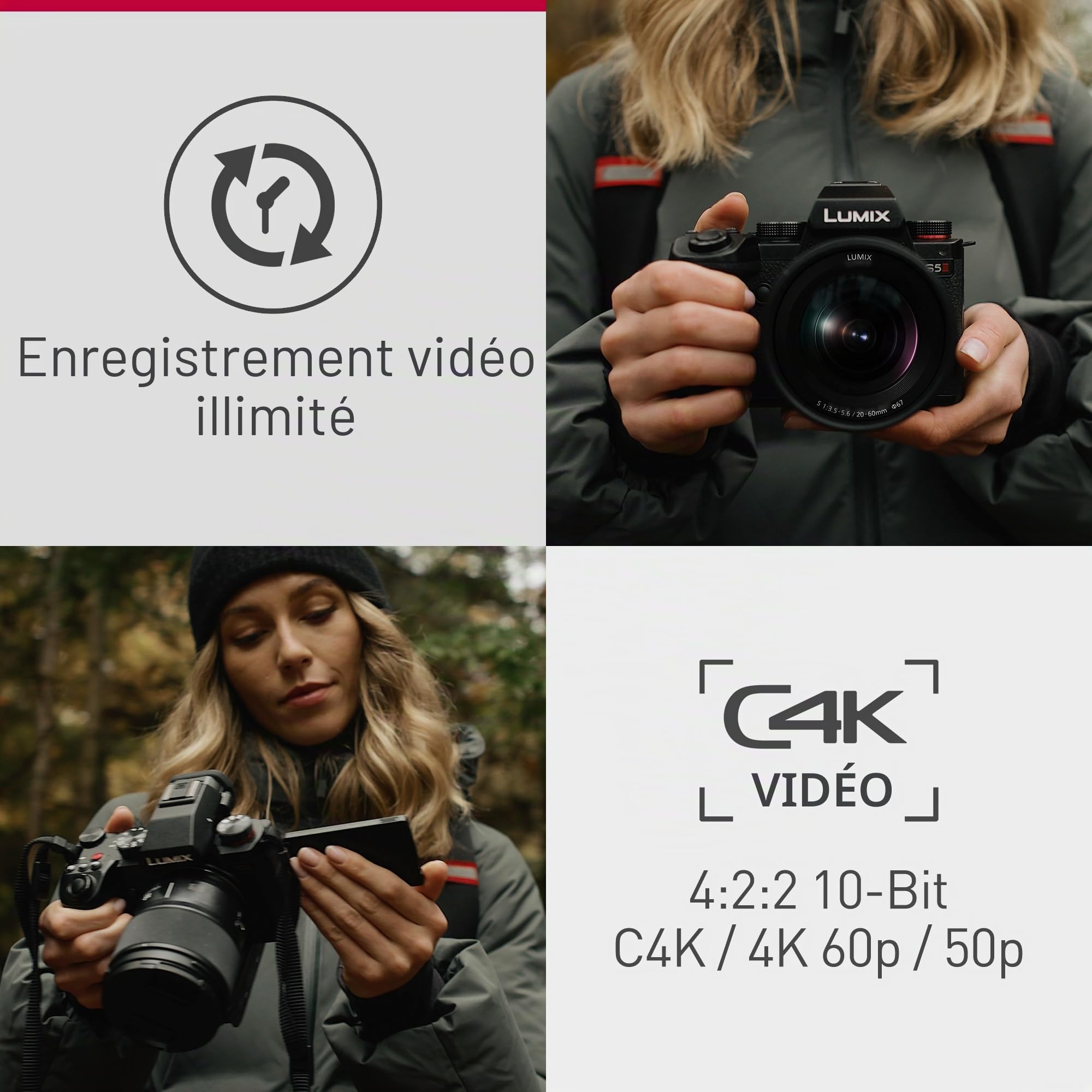 Panasonic Lumix S5M2 - Appareil Photo Hybride Plein Format + Objectif Lumix S 20-60mm F3.5-5.6 (24MP, AF Phase, Double Stab, Vidéo 6K 10bit illimité, Rafale 30ips, Tropicalisé) – Version Française
