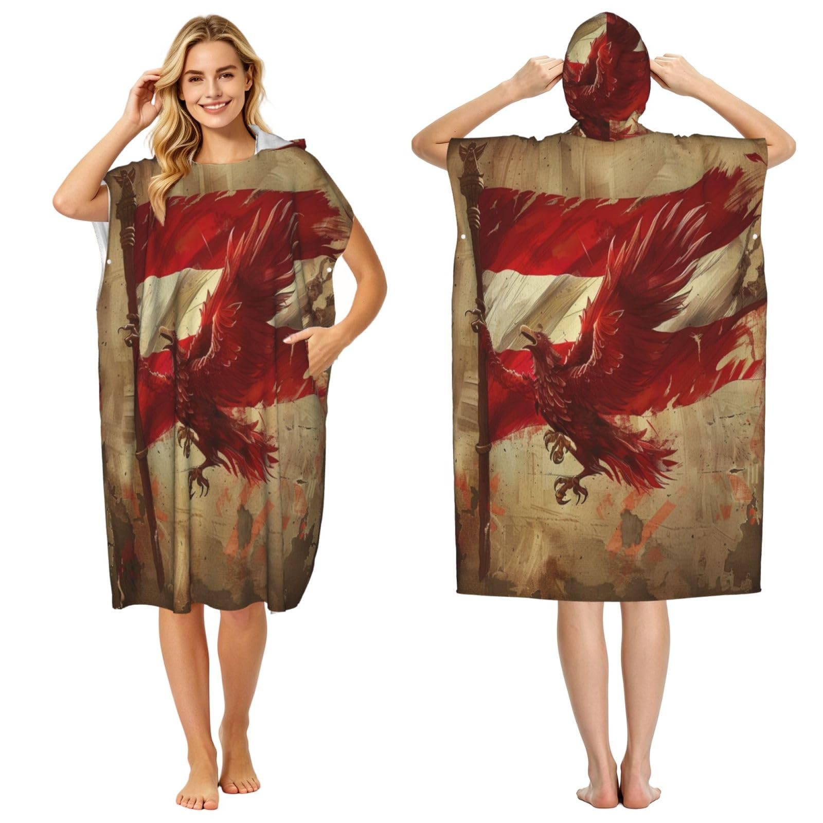 DTHKJNLSF Brandenburg State Flag Adult Hooded Beach Poncho Towel