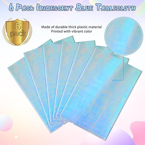 Miniatura 4 de 6 manteles de plástico iridiscentes desechables con láser de arco iris, manteles rectangulares de lámina holográfica metálica para decoraciones de