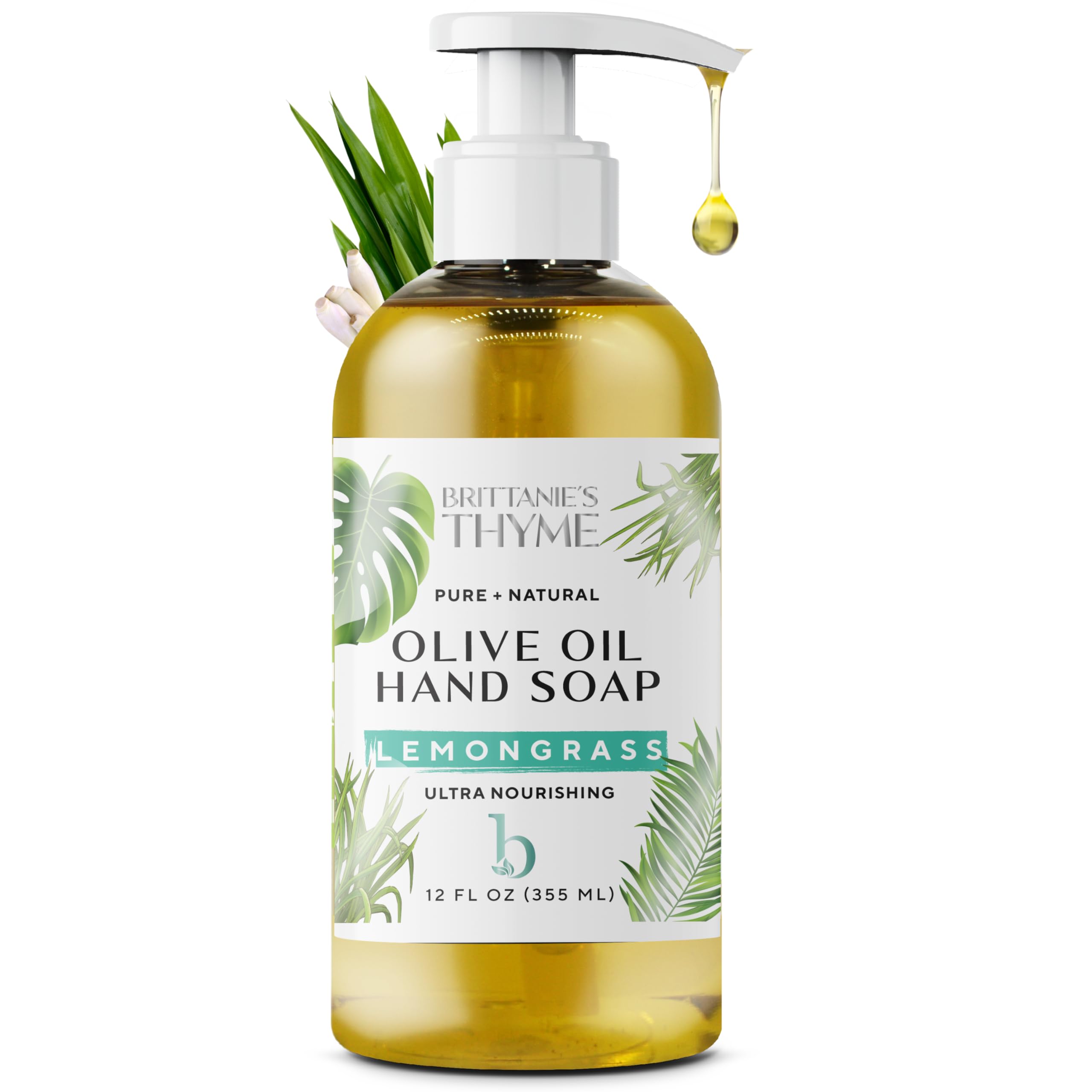 Brittanie’s Pure Castile Liquid Soap Refill, Lemongrass, 12 Ounce | Dish Soap, Hair & Body, Home, Gentle and Pure, Made with Natural Luxurious Oils, Vegan & Gluten Free Non-GMO