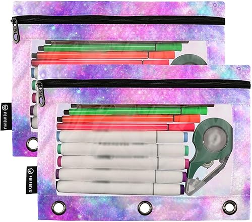 Miniatura 7 de Hippie Blue Indigo Tie Dye Ink Batik Boho - Estuche para lápices para carpeta de 3 anillas, estuche de cosméticos con cremallera ventana