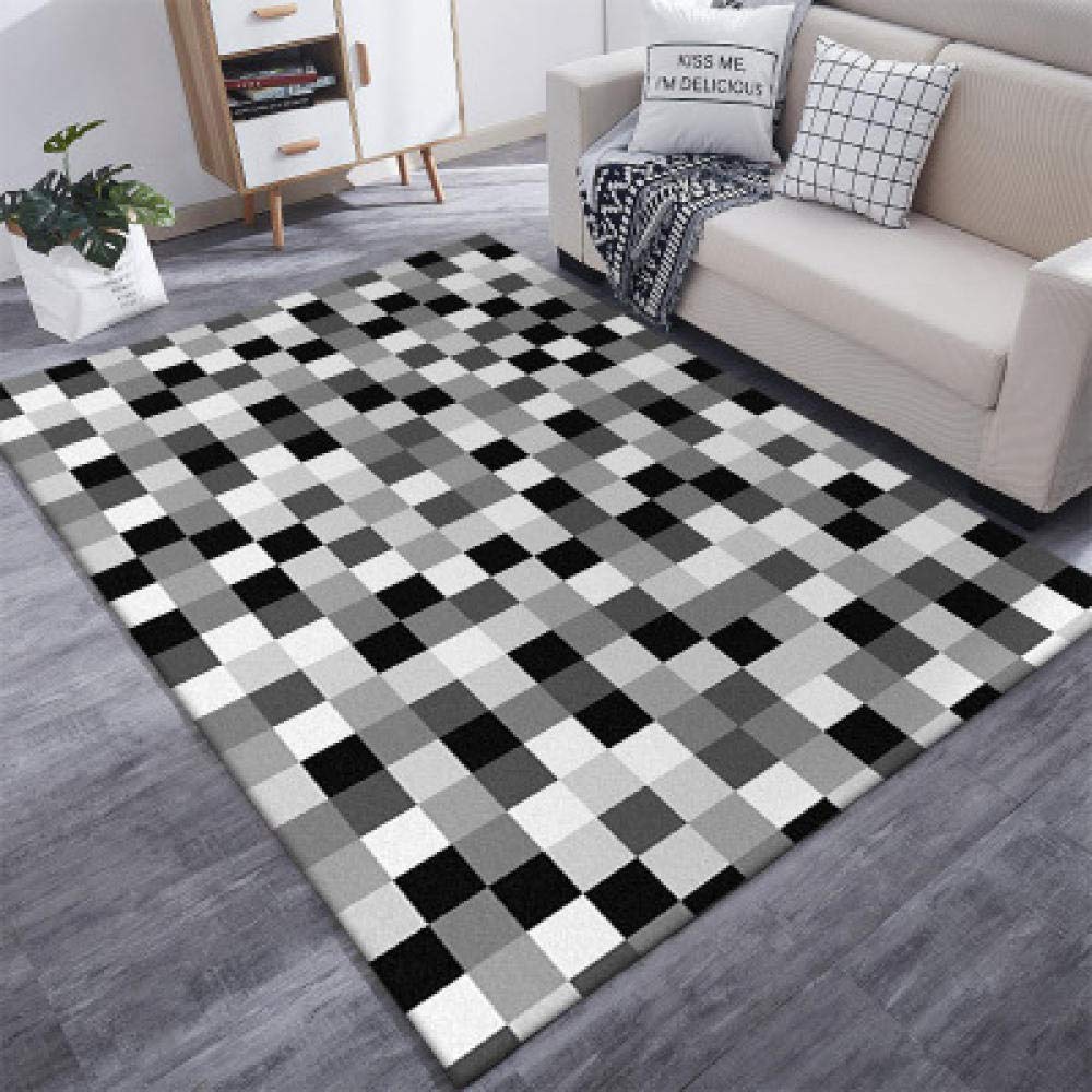 Tapis antidérapant haut de gamme 140x200 cm carrés géométriques