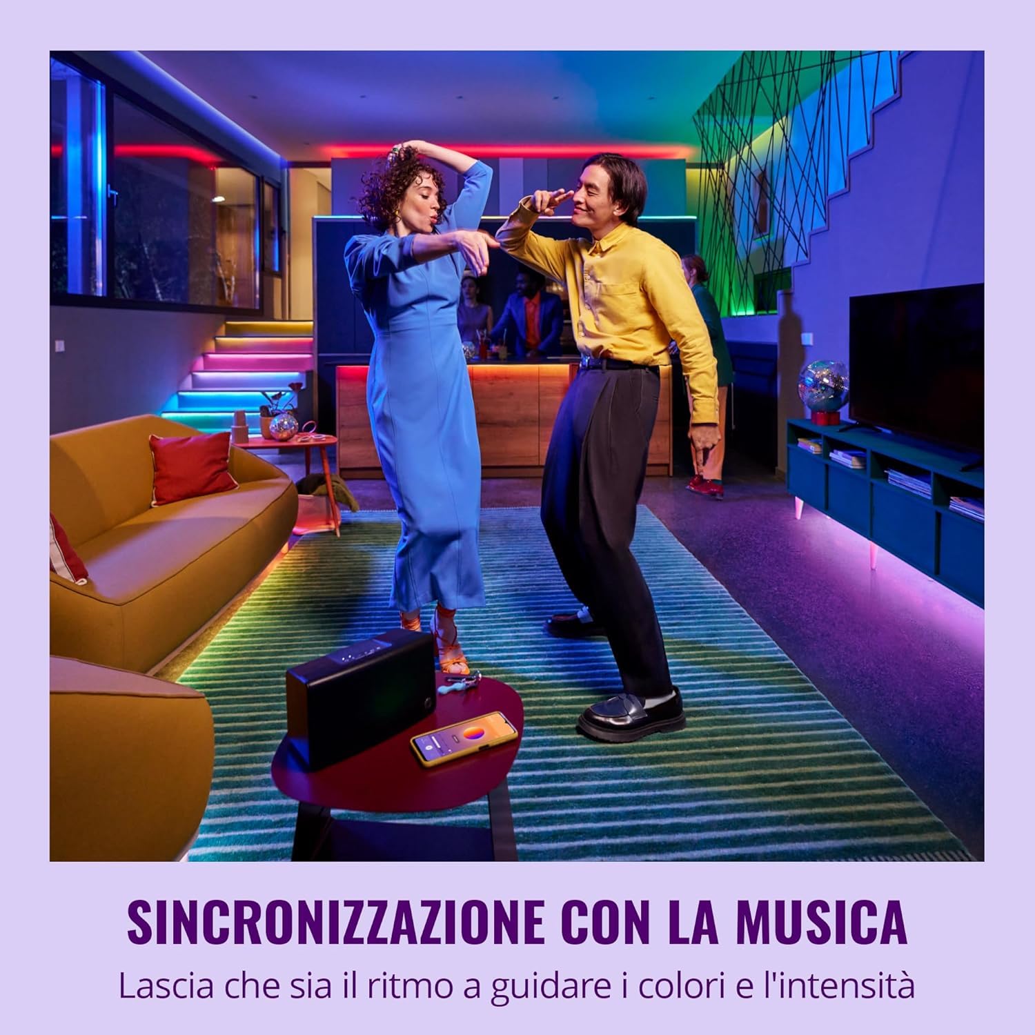 Wiz Striscia LED RGB LED-30m tagliabile,16 milioni di colori + sfumature di bianco,modalità di luce preimpostate,connessione al Wi-Fi,controllo vocale/app,funzionamento con Google Home,Alexa e HomeKit