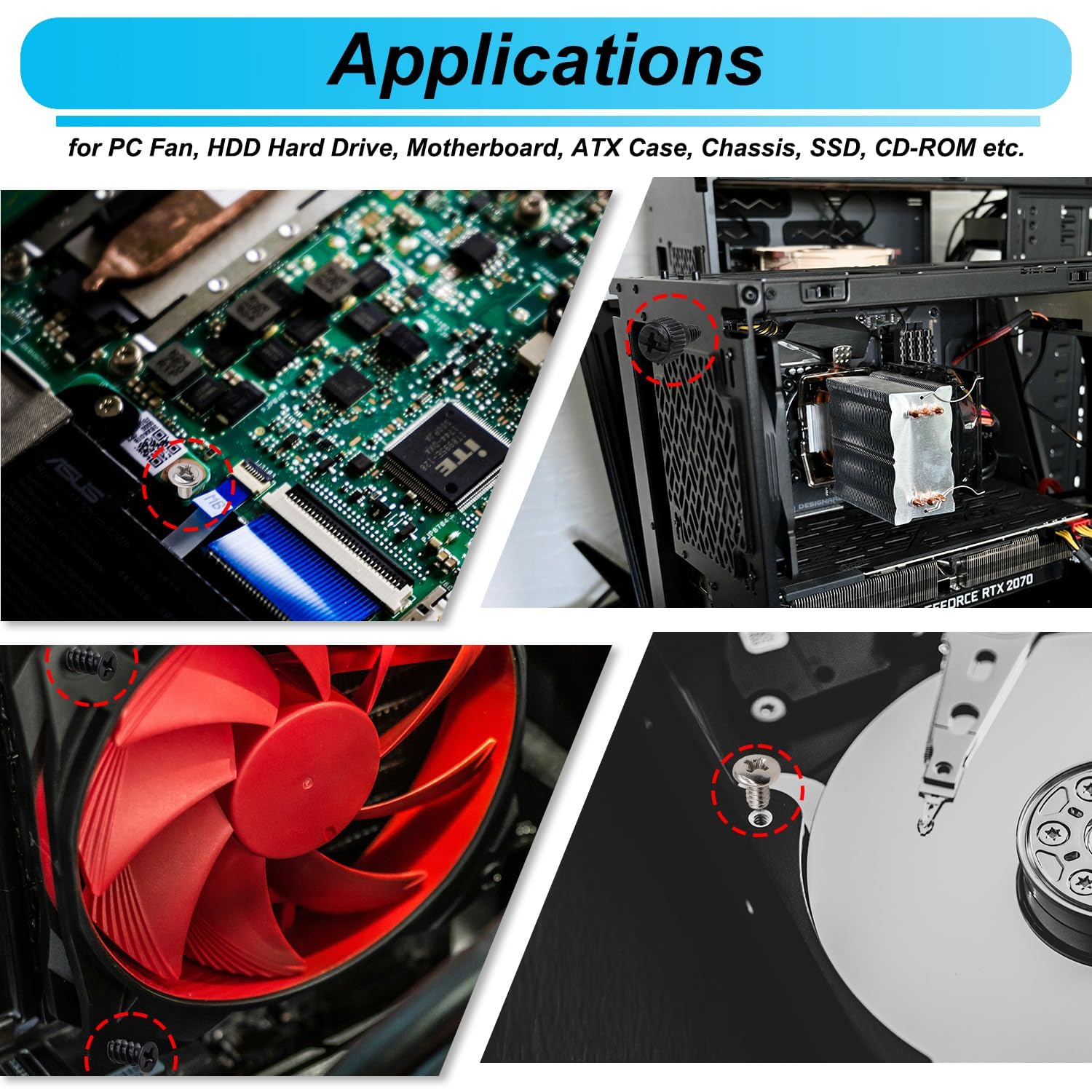 Taiss 502 Pezzi Set di Viti per Computer, Vite per Supporto per schede Madri Vite per PC per ventole per Computer, Case per Computer, Hard Disk, Laptop, SSD, CD-Rom, per Assemblato Computer