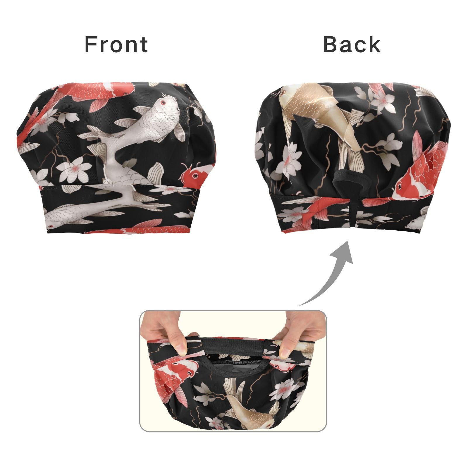 Bulletgxll Koi Fish Kids Apron and Chef Hat Set Adjustable Bib Aprons with Pockets for Cooking Baking Painting