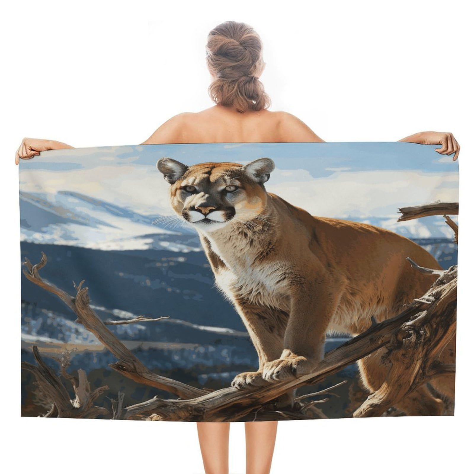 VstaDank Panther Mountain Lion Bath Towel Stylish Double-Faced Pile Travel Towel Soft Absorbent Beach Towel for Pool Swim Sports Camping Adults Gift 51X31 Inch