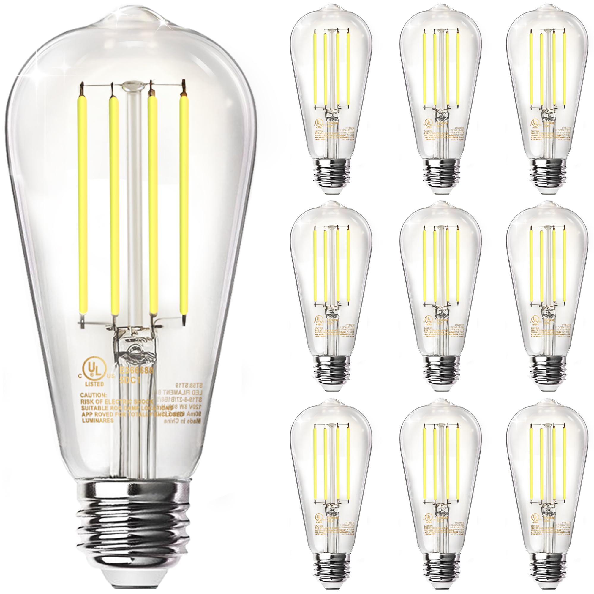 TJOY LED Edison Light Bulbs, E26 Dimmable Vintage Bulb, 8W = 60W Equivalent