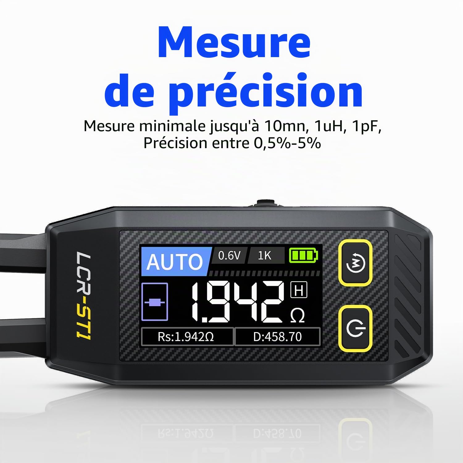 FNIRSI LCR-ST1 Mini pince à épiler intelligente LCR SMD ESR Testeur Résistance Capacitance Inductance Continuité Diode Test Outils de mesure