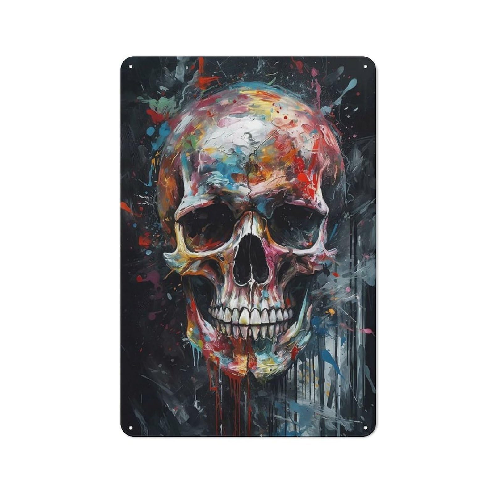 Tin Wall Plaque 30x20cm with Skull Head 2 for Pub Or Café, A Decorative Christmas Gift for Hospitality Wall Decor Collectors