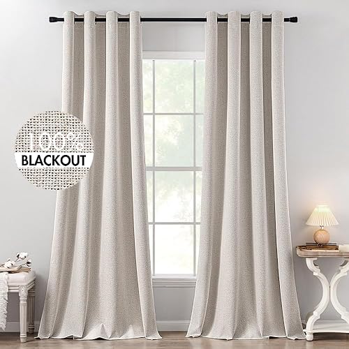Vista 117 de MIULEE - Cortinas blancas opacas con textura de lino para dormitorio o guardería, con aislamiento térmico, con ojales, para sala y decoración, 52 x