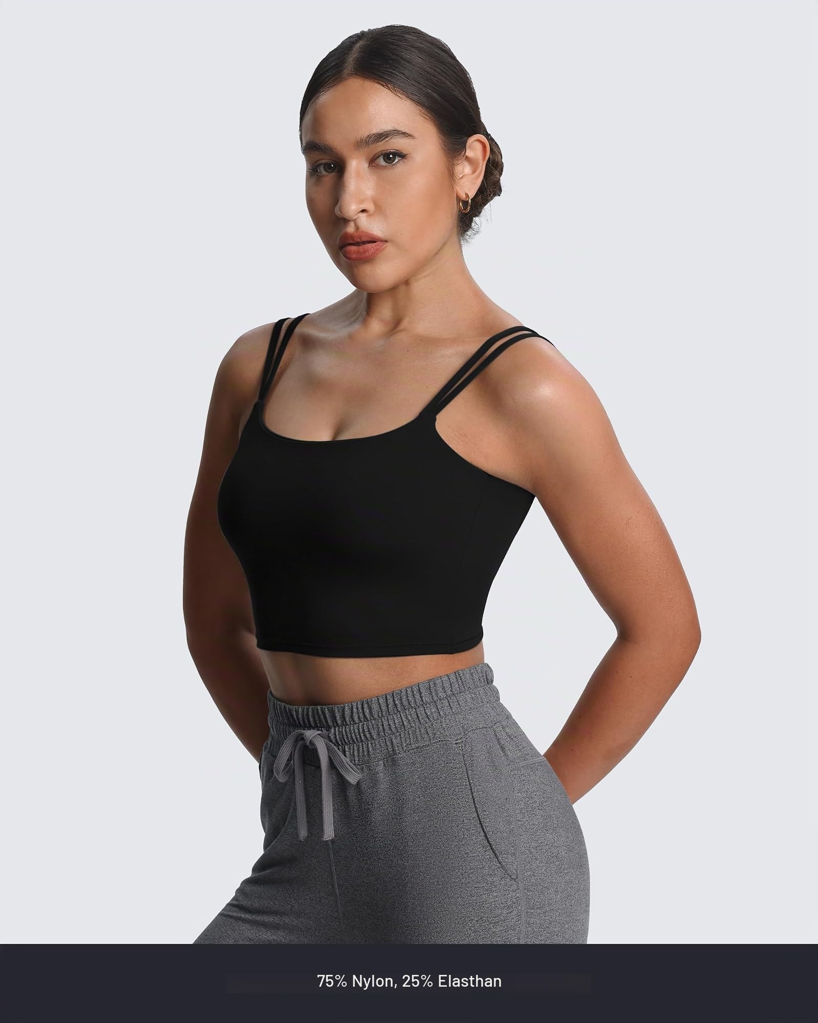 Aoxjox Damen-Sport-Bralette, für Workout, Fitness, Yoga, Crop-Top, BH, hinten gedreht, Bustier