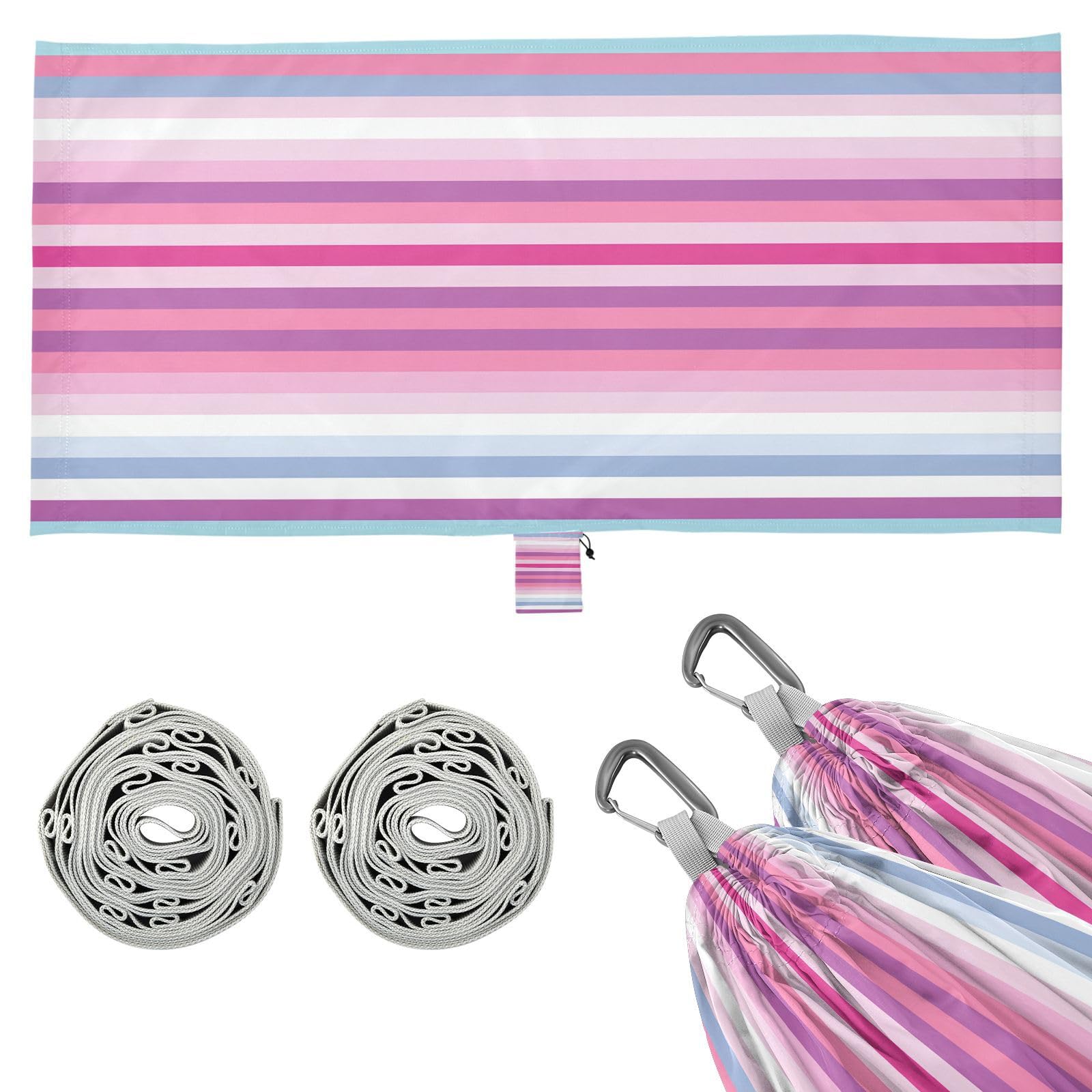 ATTX Colorful Stripes Camping Hammock - Lightweight & Portable Hammocks, Heavy Duty 330lbs Capacity for Indoor, Hiking, Backpacking, Travel, Backyard, Beach#224