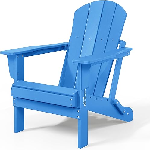 Vista 9 de WestinTrends Malibu HDPE - Silla plegable Adirondack de polietileno para exteriores, color azul pacífico Pacific Blue