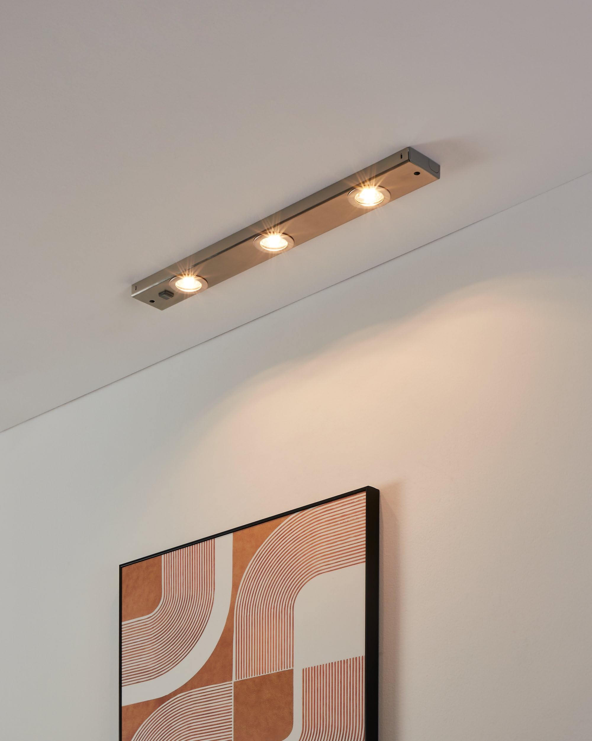 EGLO Kob Luz led para montar bajo mueble, lámpara de cocina de 3 focos de metal en plata con interruptor basculante, luz led para cocina, blanco cálido