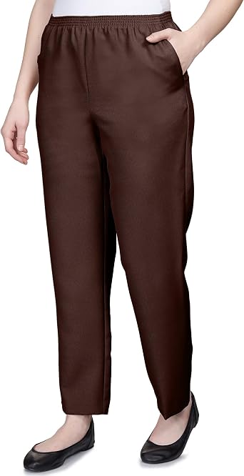 Alfred Dunner Women's Petite Solid Medium Pant Size 10P Brown