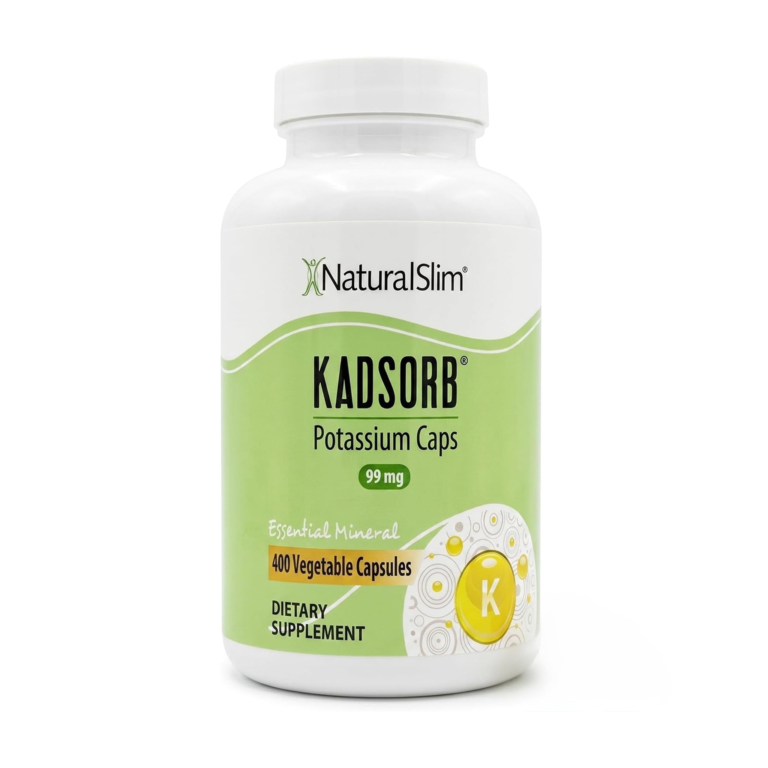 NaturalSlim Kadsorb Potassium Citrate Gluconate Supplement, 400 Capsules