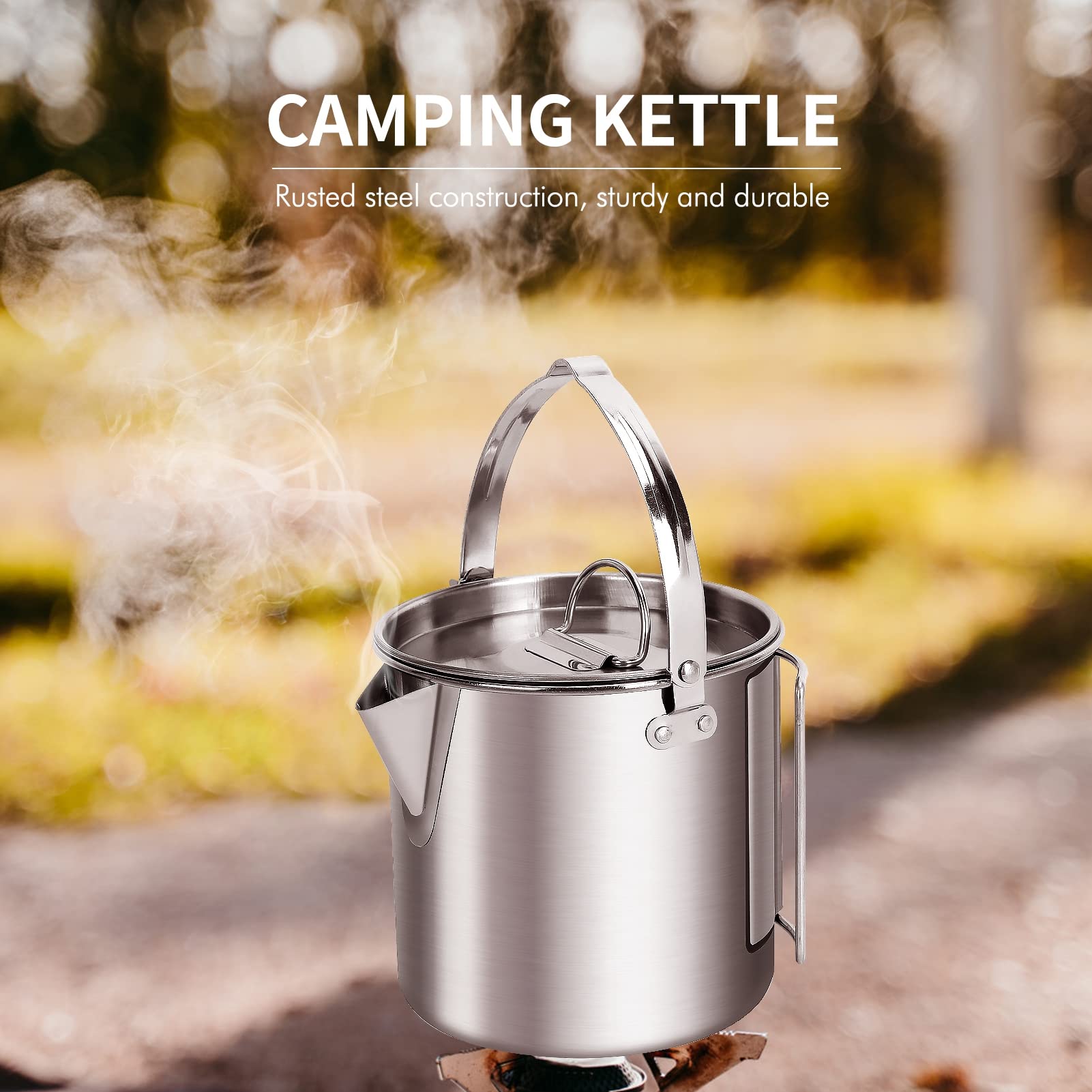 Stainless Steel Camping Kettles 1L Stainless Steel Portable - Main Image