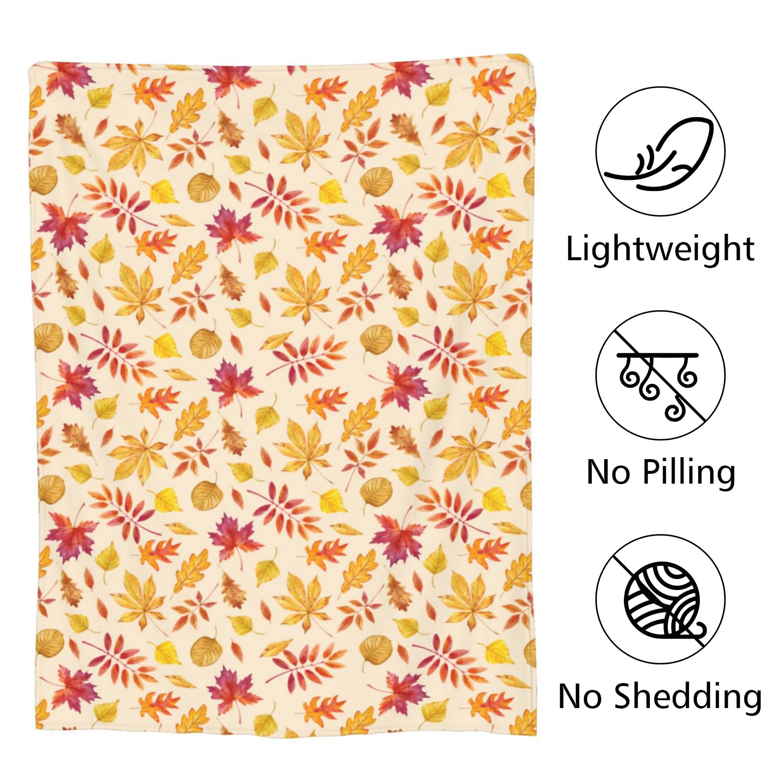 Autumn Maple Leaf Throw Blanket, Cozy Anti-pilling Fall Fleece Blanket, Soft Lightweight Flannel Blanket - Image 3