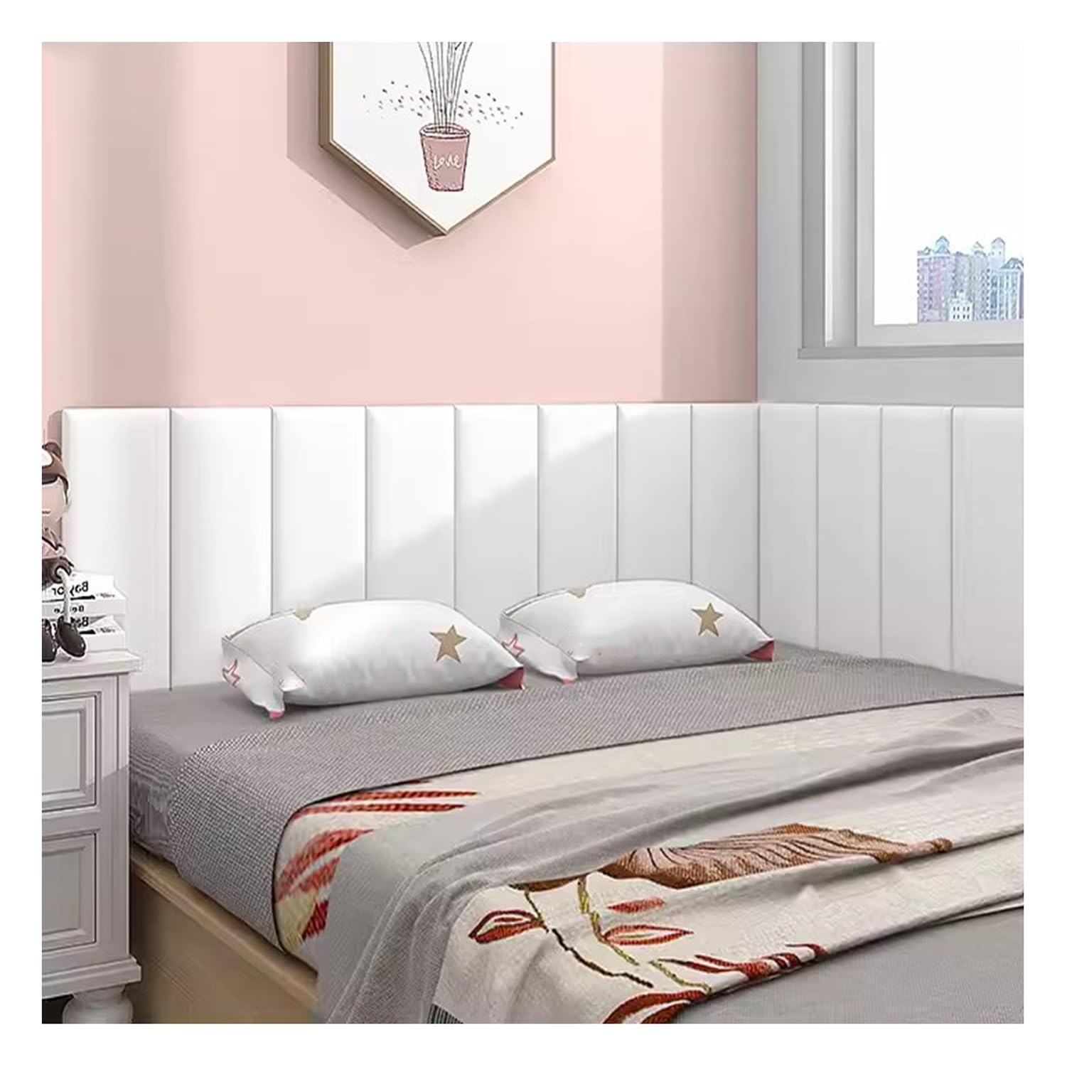 Tête De Lit Tapissée, Panneau Mural Auto-adhésif Imperméable, Coussin Mural Anti-Collision 3D, Peler Et Coller Panneaux Muraux Rembourrés pour Lit Queen Et King (Color : White, Size : 160