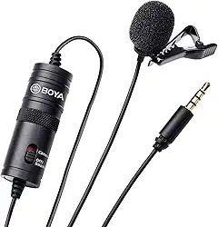 BOYA BY-M1 Microfone Condensador Electret de 3,5 mm com adaptador de 1/4" para Smartphones iPhone DSLR Câmeras PC