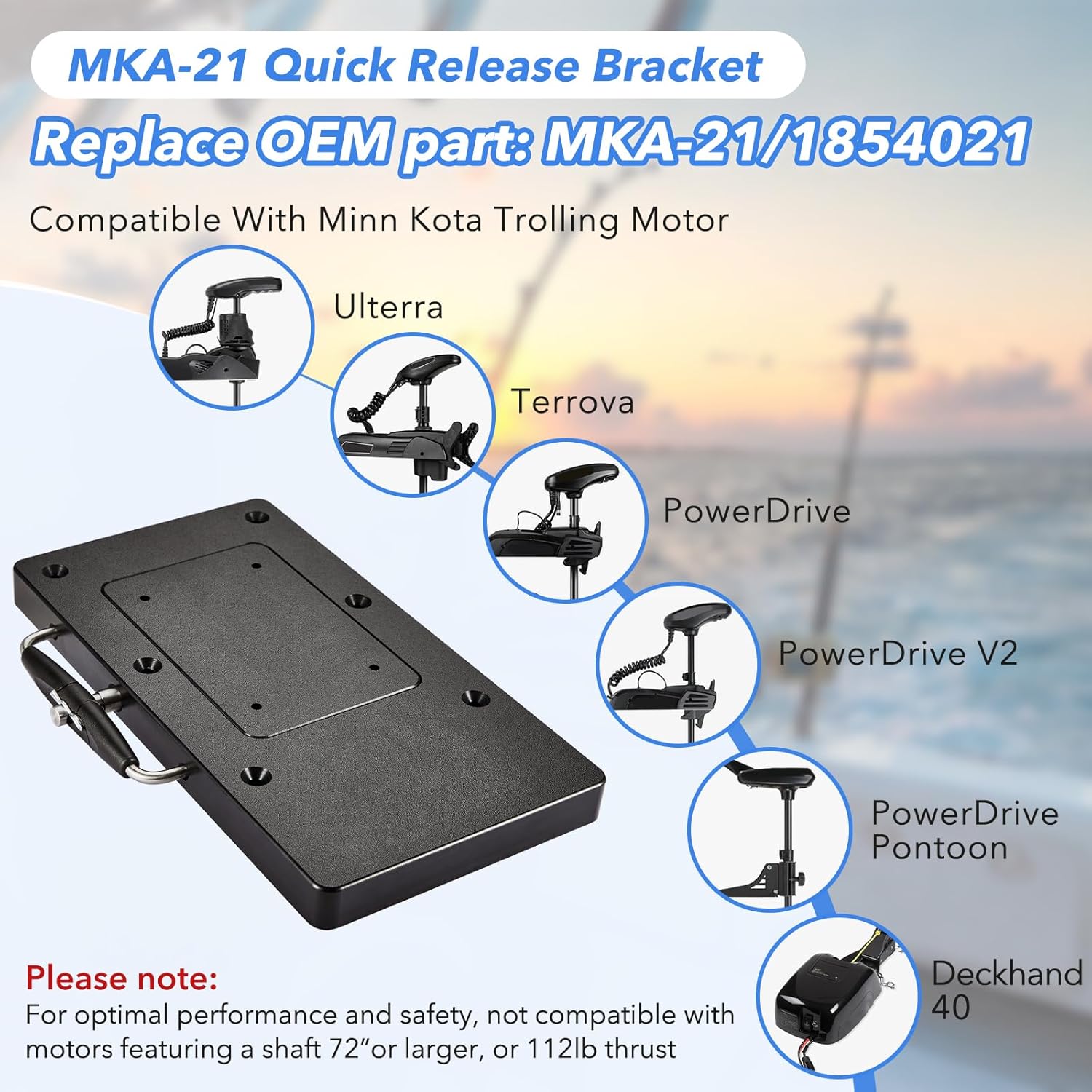 MKA-21 Quick Release Bracket 1854021,Fits Ulterra,Terrova,PowerDrive,PowerDrive V2,Deckhand 40,Pontoon Trolling Motors,Easy Install Mounting Bracket,Black