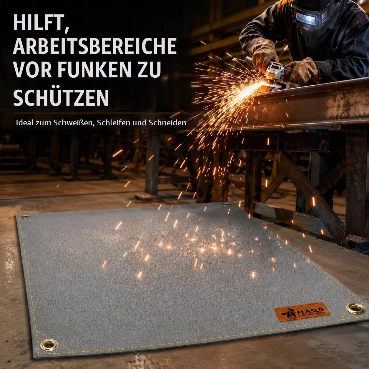 FLASLD Strapazierfähige Schweißdecke, 1,2 x 1,8 m, Schweißvorhang, bis zu 100 °C, wärmeisolierte Decke für Industrie, Camping, Raucher und Grills