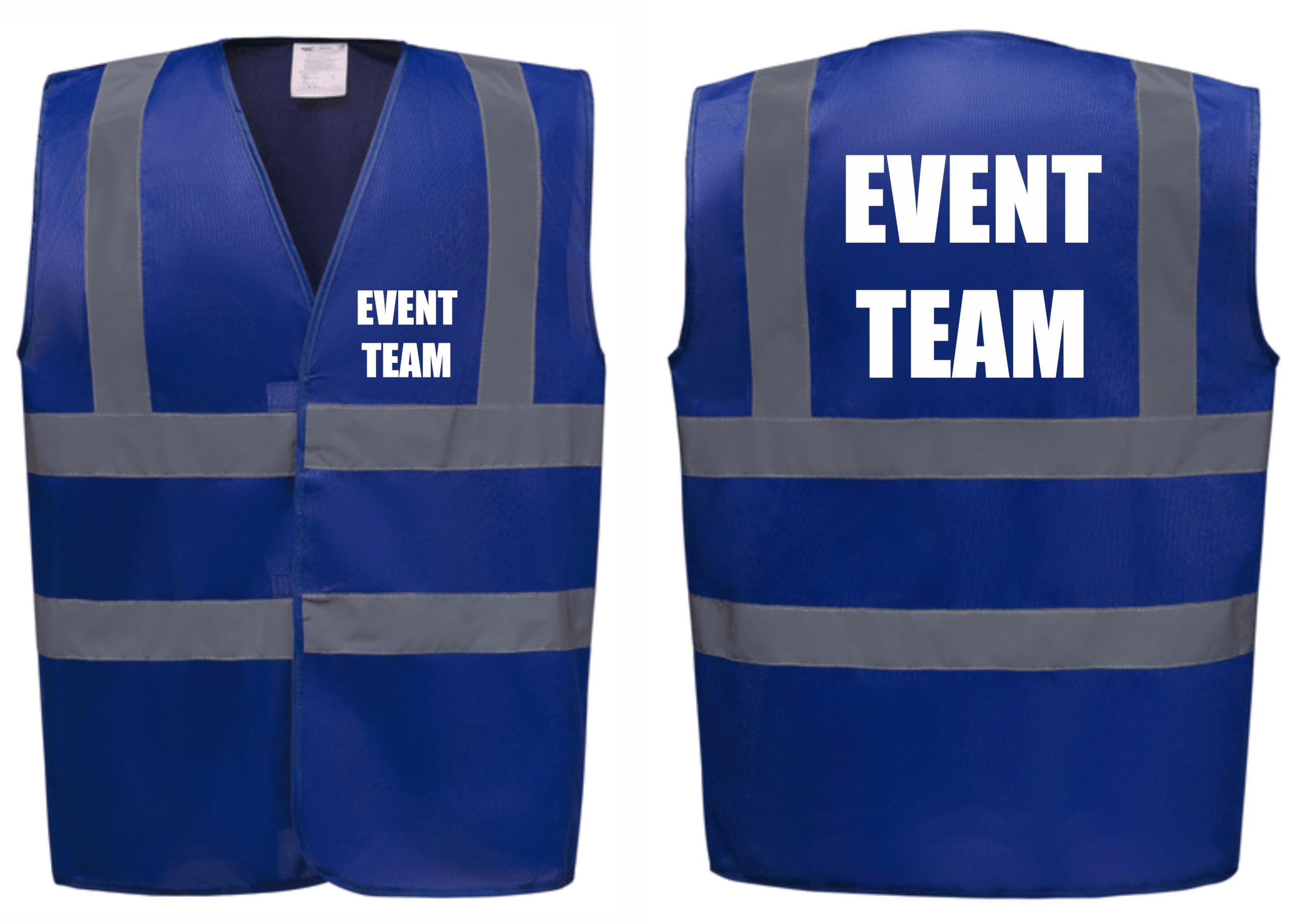 Brook Hi Vis Premium Safety Vest - EVENT TEAM Printed Front & Back, Event Management High Viz Waistcoat, Available in 14 Colours, Festivals (UK, Alpha, M, Regular, Regular, Blue)