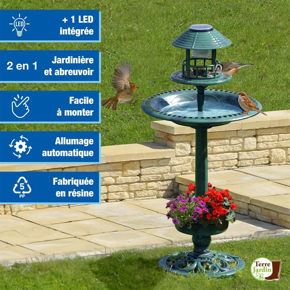 Bain d'oiseau à énergie Solaire