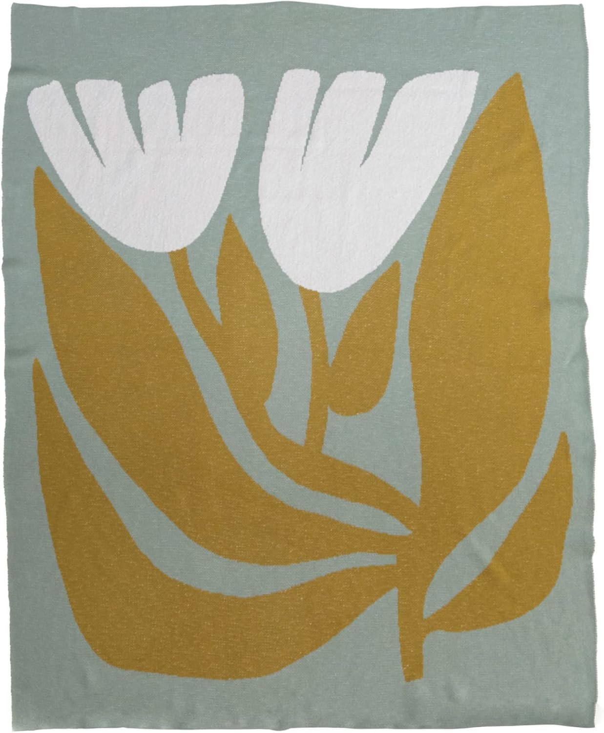 Creative Co-Op Cotton Knit Throw Blanket with Flowers, Multicolor