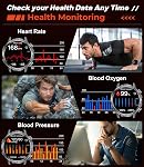 Men's Smartwatch,800mAh/5ATM Waterproof/LED Light,1.85" HD Military Style Smartwatch with Bluetooth Calling, 110 Sports Modes,24-Hour Sleep/Heart Rate/Pedometer, Android/iOS Compatible (Black)