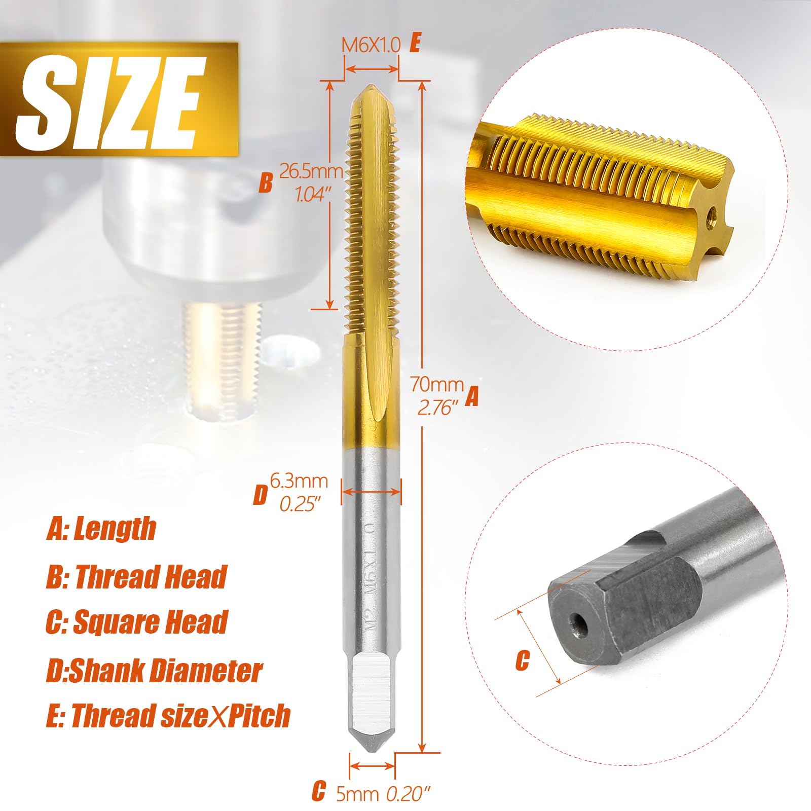 2Pcs M6 X 1.0 Thread Tap for Metal A62996