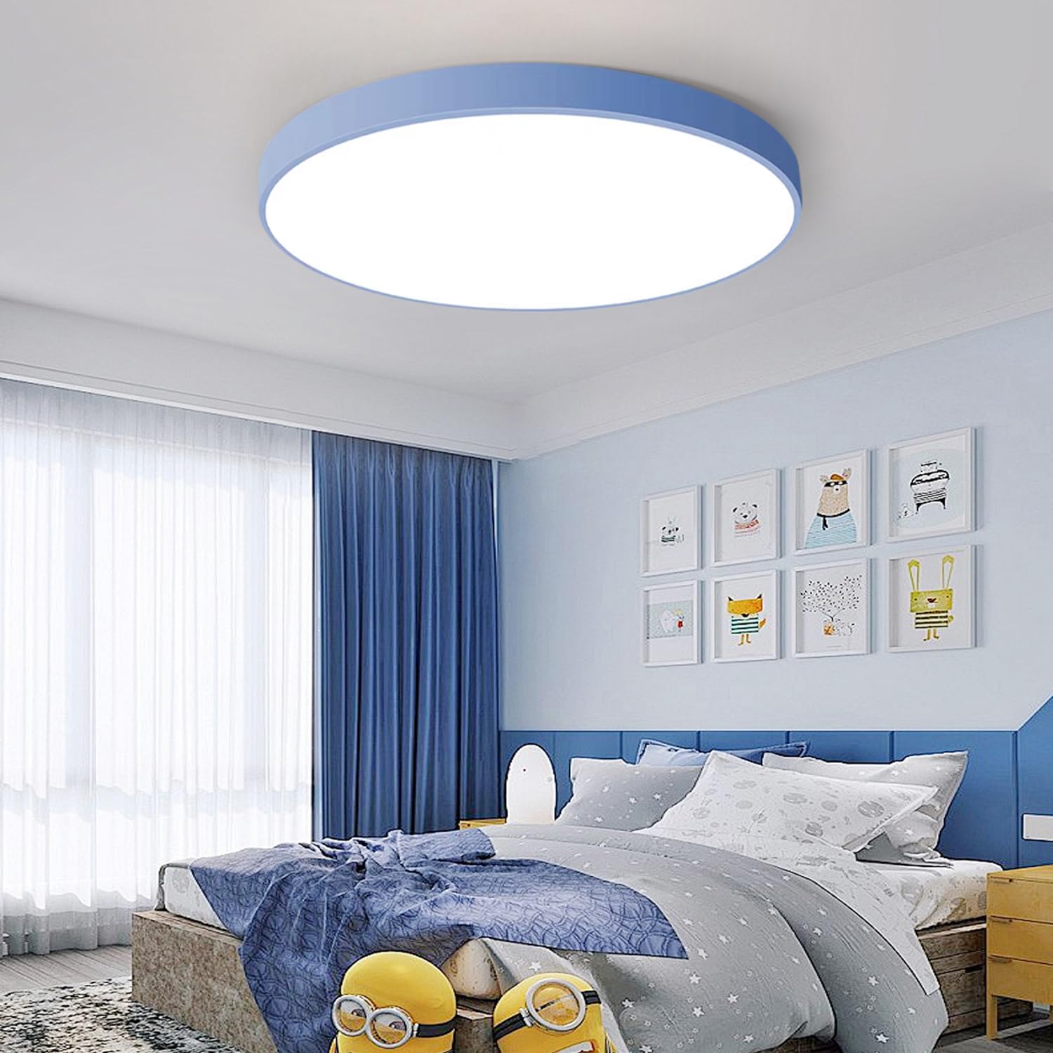 BTLINK LED Deckenleuchte Blau, Deckenlampe Rund 40CM- Auch Perfekt als Kinderzimmer Lampe mit 3000K Warmweiß,36W Ultradünn 4cm für Mädchenzimmer, Schlafzimmer, Wohnzimmer