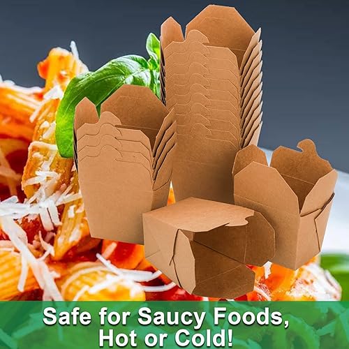 Miniatura 5 de DEAYOU Paquete de 100 mini cajas de comida chinas para llevar, 8 onzas, cajas apilables asiáticas para llevar para preparación de comidas,