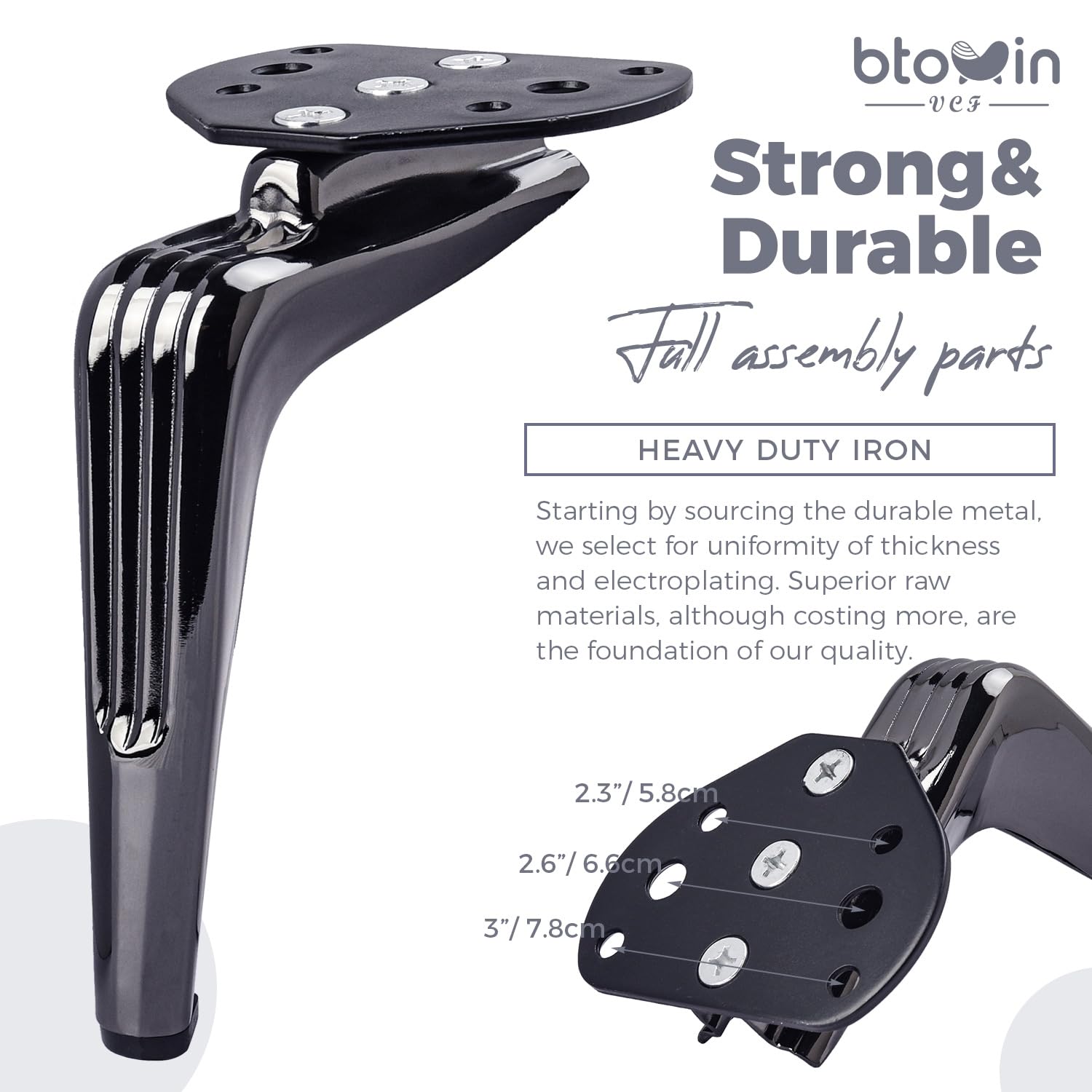 Btowin VCF 6.4 Inch / 16cm Metal Furniture Legs - Image 3
