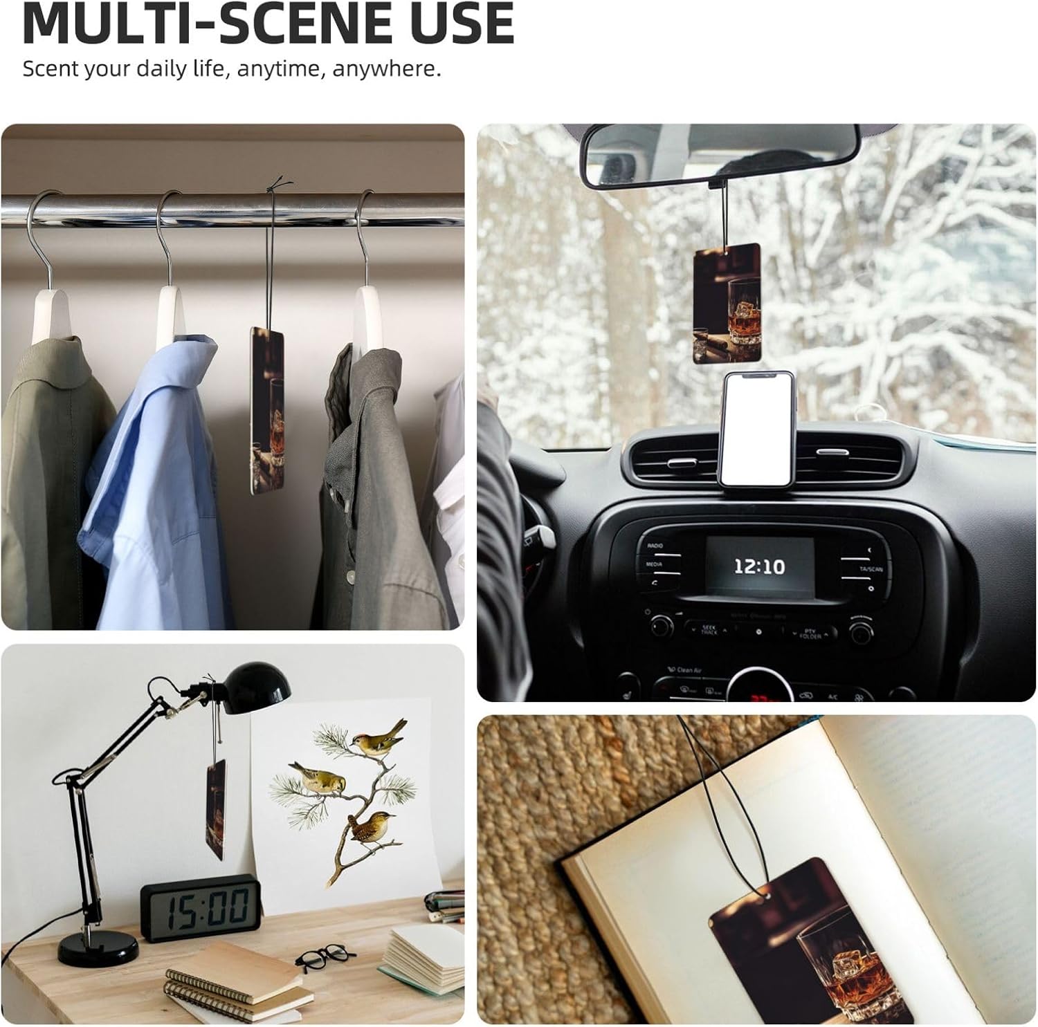 5 Pcs Car Air Fresheners Hanging Air Freshener Whisky and Cigar Hanging Scented Cards Fragrance Scented Cards for Car Car Aromatherapy Tablets for Car