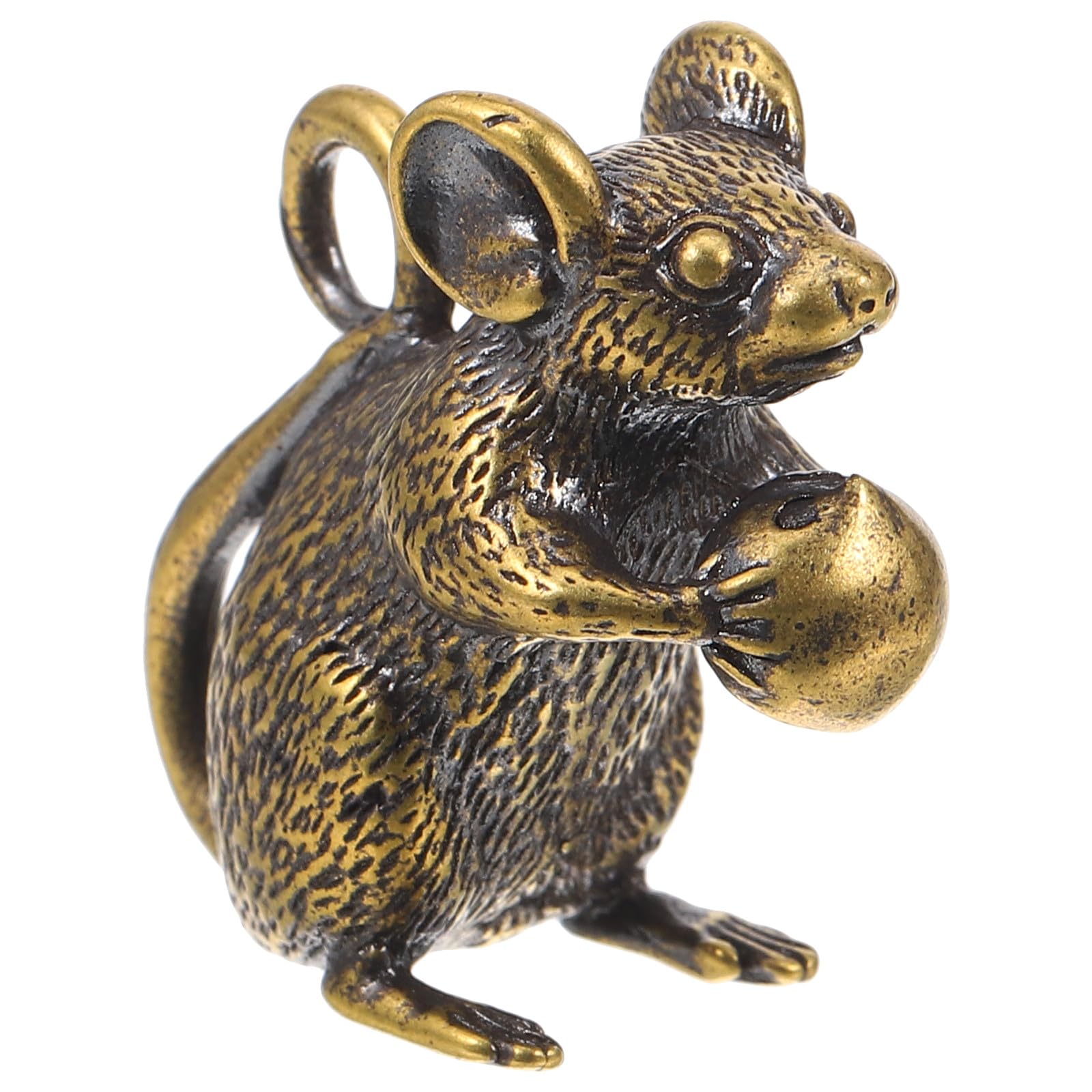 Brass Rat Charm Zodiac Mouse Pendant Copper Keychain Hanging Ornament DIY Jewelry Accessory Miniature Craft Decoration for Office and Home