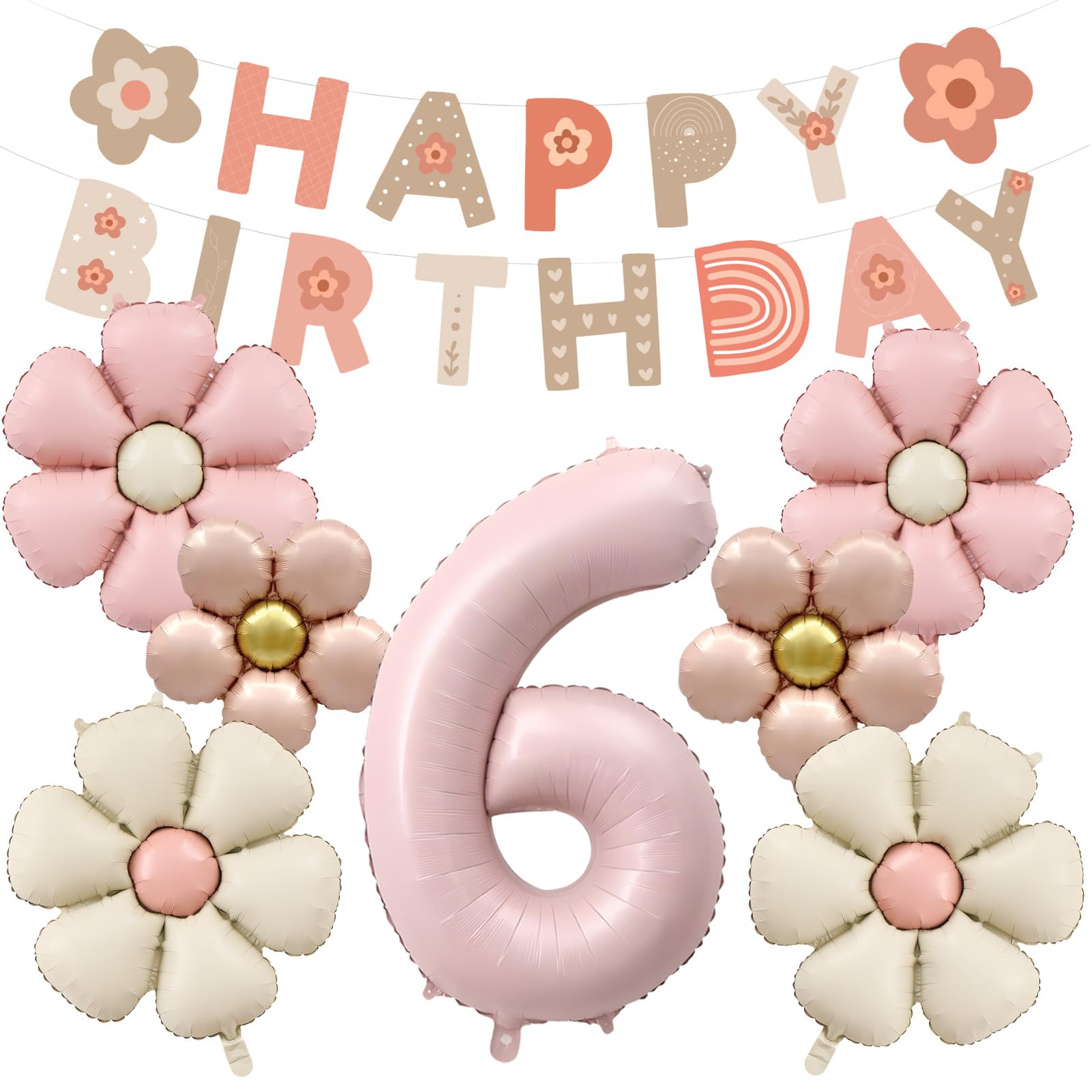 8 Stück Geburtstagsdeko 6 Jahr Mädchen, Gänseblümchen Deko 6 Geburtstag, Gänseblümchen Ballon, Helium Ballon Blume, Feen Deko Kindergeburtstag, für Geburtstag Jubiläum Motto Party