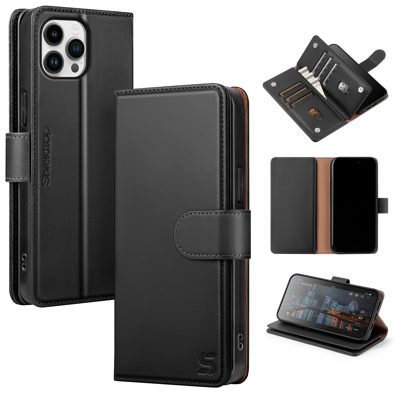 Shieldtop Compatible with iPhone 12 Pro Max Wallet Case with Card Holder,Women Men RFID Blocking PU Leather Folio Flip TPU Protective Cover Credit