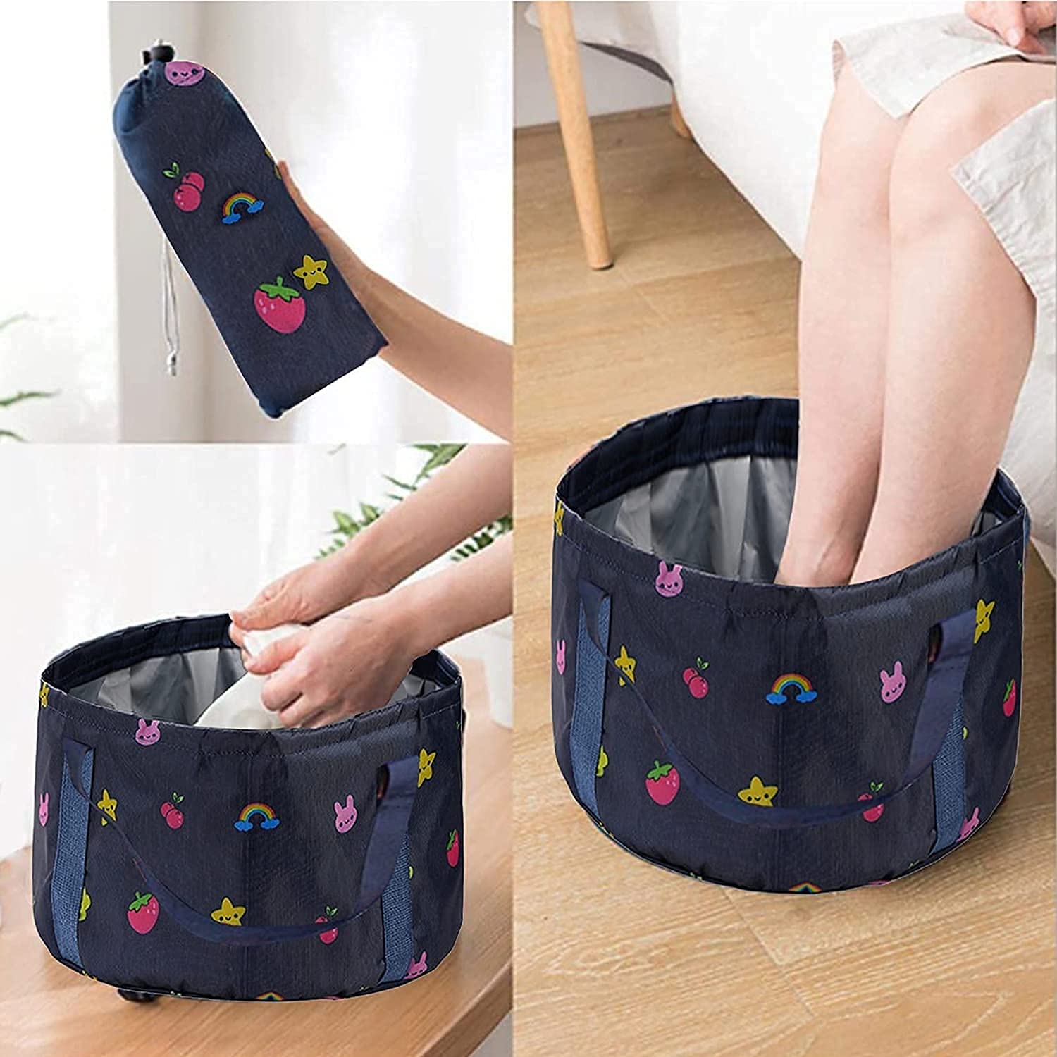 SOVORM Klappbarer Eimer, tragbar, faltbar, für Reisen, Wäsche, Wanne, Waschbecken, Eimer, Angeln, faltbar, Fußbad, Waschbecken, Waschkorb, Spa, Fußbad, Eimer (Farbe: Schwarz), tragbar ANXYL The New