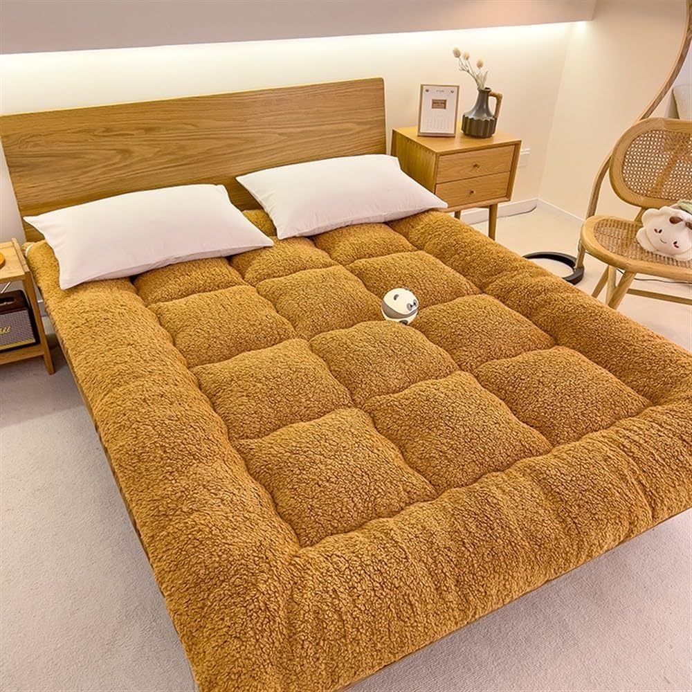 Colchón De Futón Japonés, Colchoneta De Suelo Suave para Dormir Tatami, Colchón De Futón Enrollable Plegable Colchón De Tatami Grueso Japonés Antideslizante Y Transpirable,Marrón,90x200cm