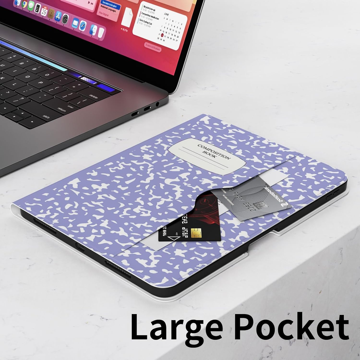 PU Leather Case for iPad 11th Generation 11 Inch A16 Chip 2025 & iPad 10th Generation Case 10.9 2022 with Pencil Holder, Sturdy Stand Full Protection Cover & Pocket, Lavender Composition