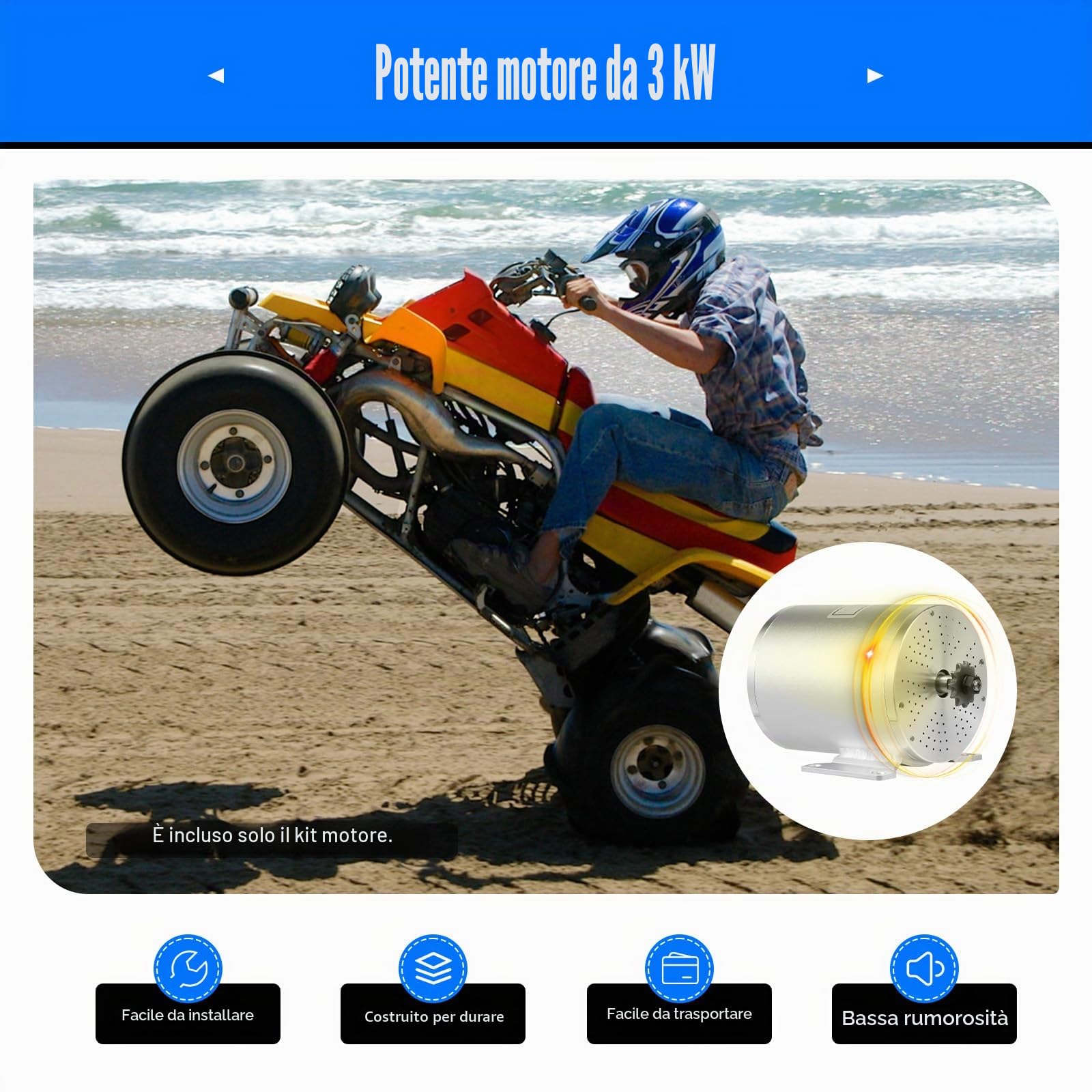 48-72V Motore a corrente continua senza spazzole da 3000W, kit di controllo del convertitore fino a 200kg, 6000RPM, motore elettrico con dispositivo di controllo, kit di motore elettrico per moto