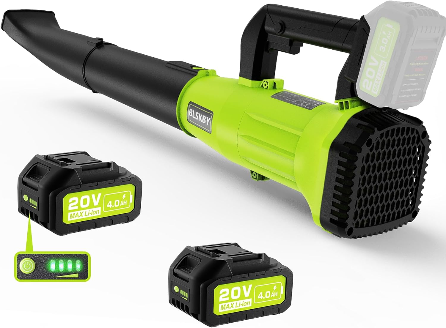 Cordless Leaf Blower for Small to Medium Yards - 2×4Ah Batteries, Lightweight Battery Powered Leaf Blower with 7-Speed Control & 2 Tubes for Patio, Driveway, Light Debris