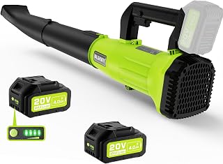 Leaf Blower Cordless with 2 * 4.0Ah Batteries and Charger,7 Speed Mode,Lightweight 20V Electric Leaf Blower for Yard, Lawn, Patio, Garage Cleaning