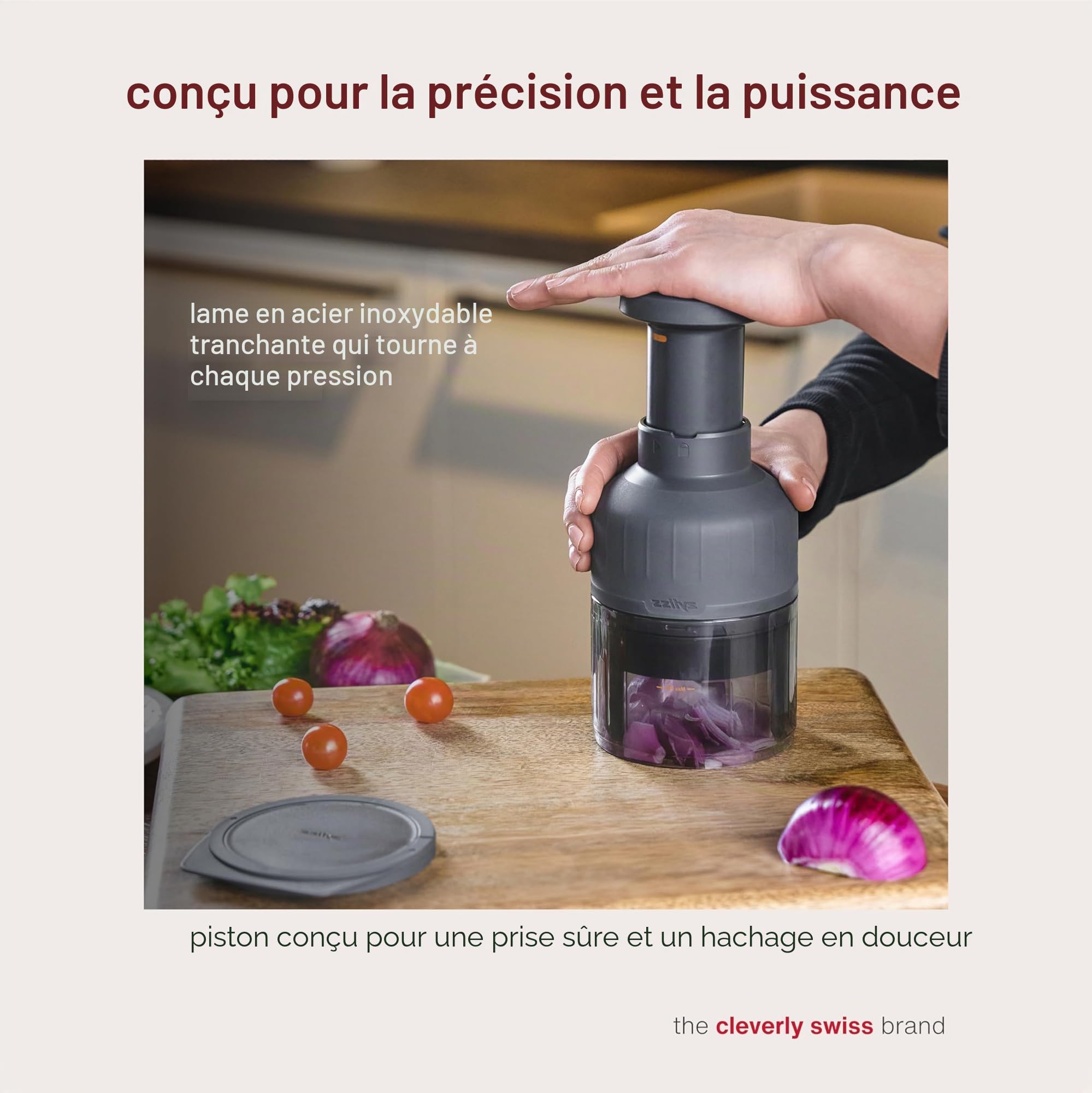 Zyliss Zick Zick 3 Hachoir Manuel Coupe Oignon Acier Inoxydable Éminceur Légumes Ail Herbes