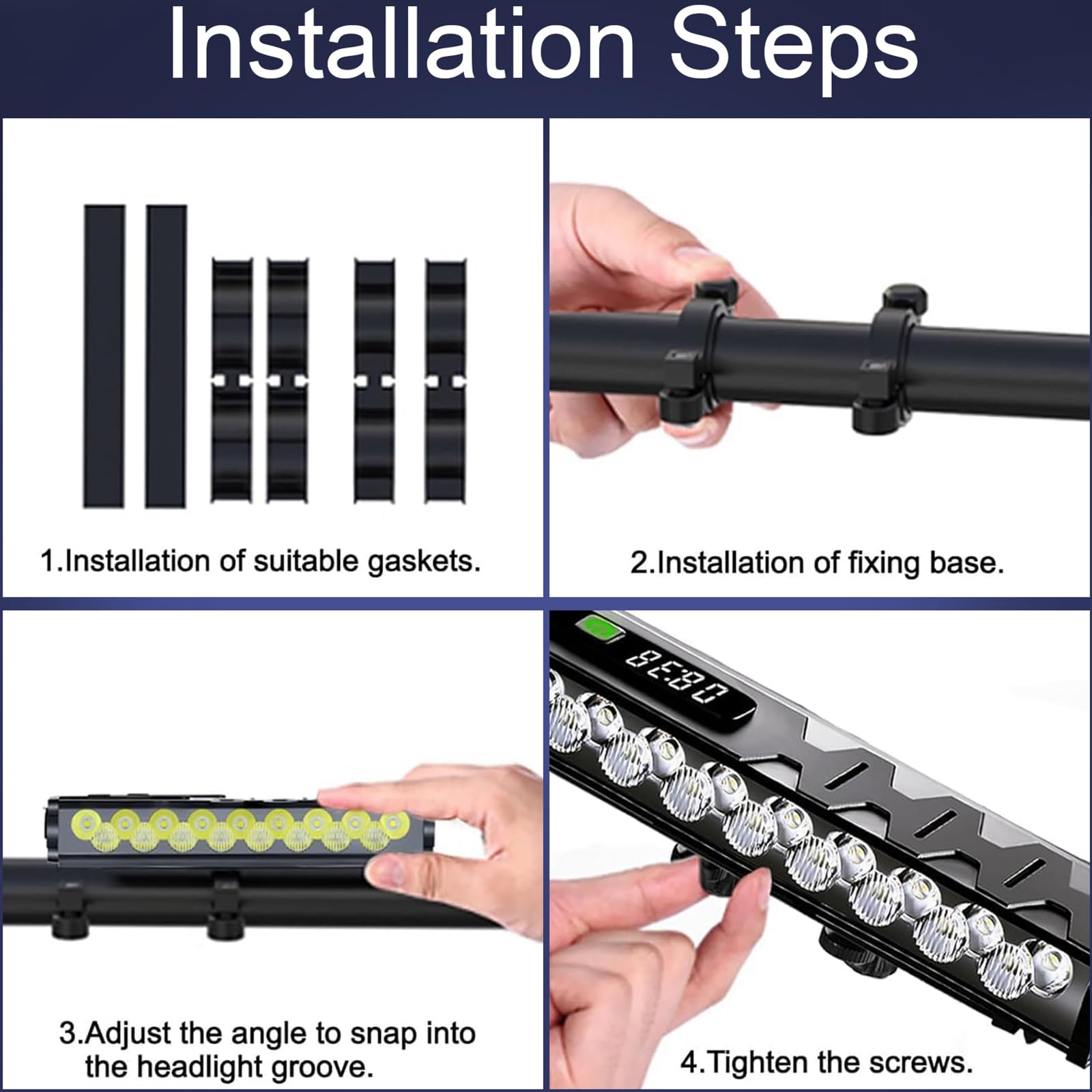 Luz Delantera para Bicicleta Superbrillante, 4800 Lúmenes, con 17 LED, Pantalla Digital De Potencia, Recargable por USB, para Ciclismo De Carretera, MTB Todoterreno Y Desplazamientos Urbanos