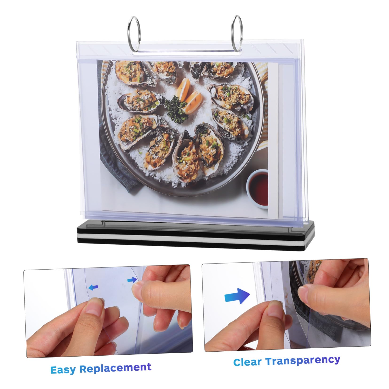 5 Piezas Soporte para Tarjetas Transparente Horizontal Páginas Expositor Resistente para Menús Fotos y Folletos Organizador de Escritorio y Multiusos